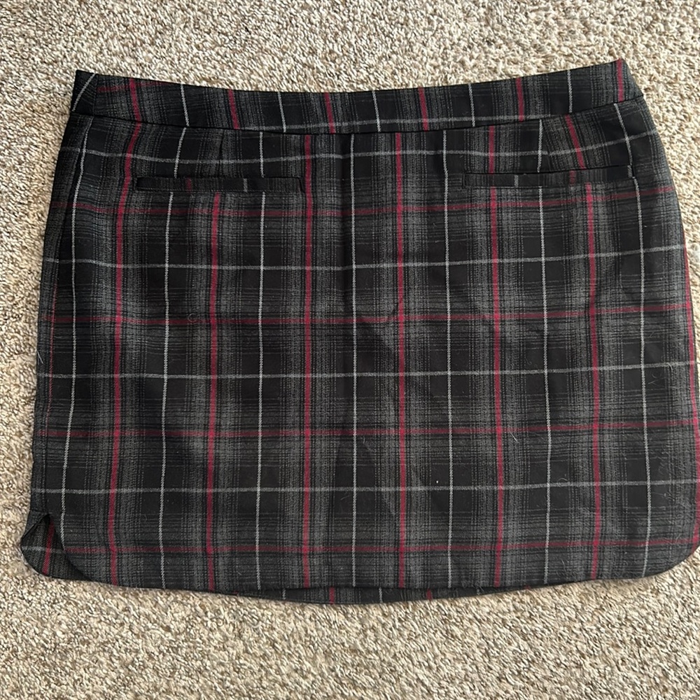 Red and Gray plaid mini skirt